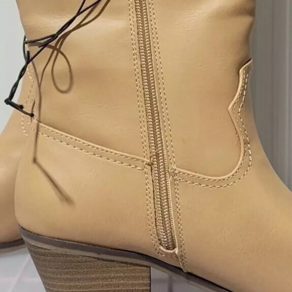 UNIVERSAL THREAD SOMMER KNEE HIGH WESTERN TALL BOOTS COWBOY BEIGE TAN SIZE 9 - Picture 5 of 7